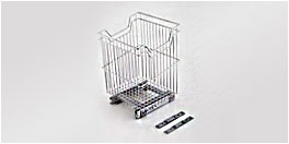 Выдвижная корзина для белья, с шариковыми направляющими донного крепления